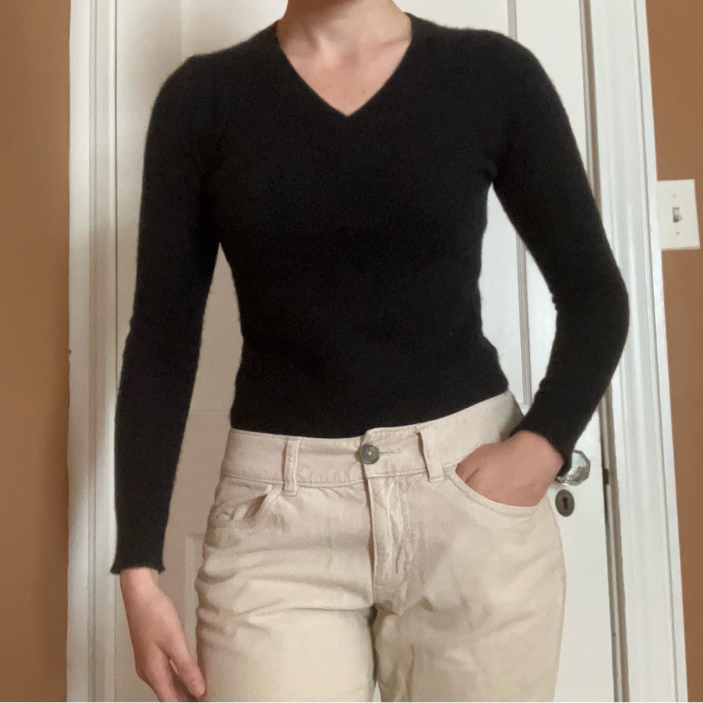 Black Cashmere V-Neck Sweater